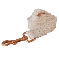 HKM-4337981 Lace Dog Collar with Bow and Metal Buckle - Adjustable Cotton Leash Set