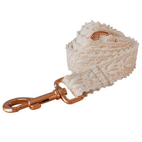 HKM-4337981 Lace Dog Collar with Bow and Metal Buckle - Adjustable Cotton Leash Set