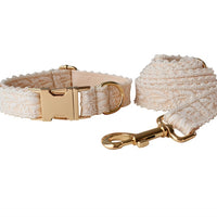 HKM-4337981 Lace Dog Collar with Bow and Metal Buckle - Adjustable Cotton Leash Set