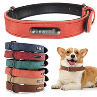 HKM-4338109 Adjustable Microfiber Leather Engraved Dog Collar - Multiple Colors Available