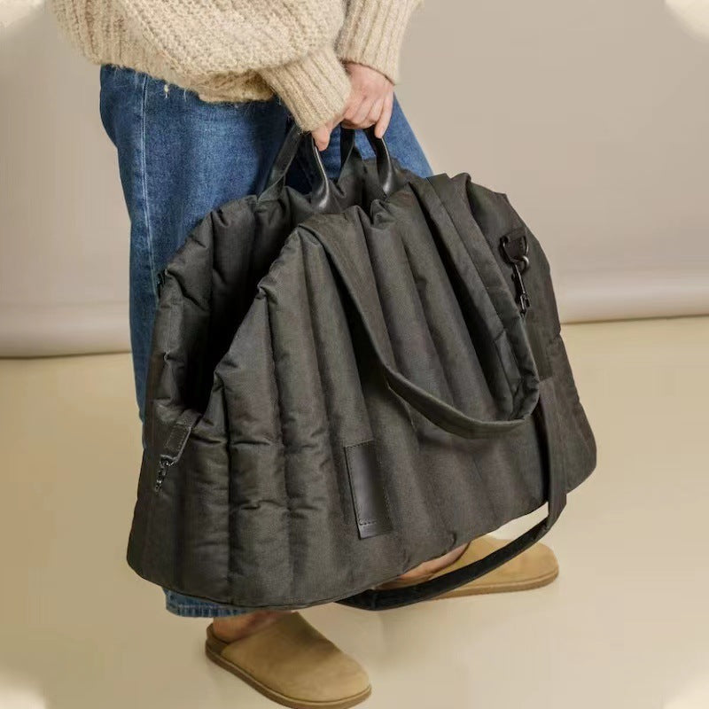 HKM-4338365 Handheld Pet Car Sofa Bag for Cats and Dogs, Soft Cotton-Filled Travel Carrier, Solid Color 46*25*35CM