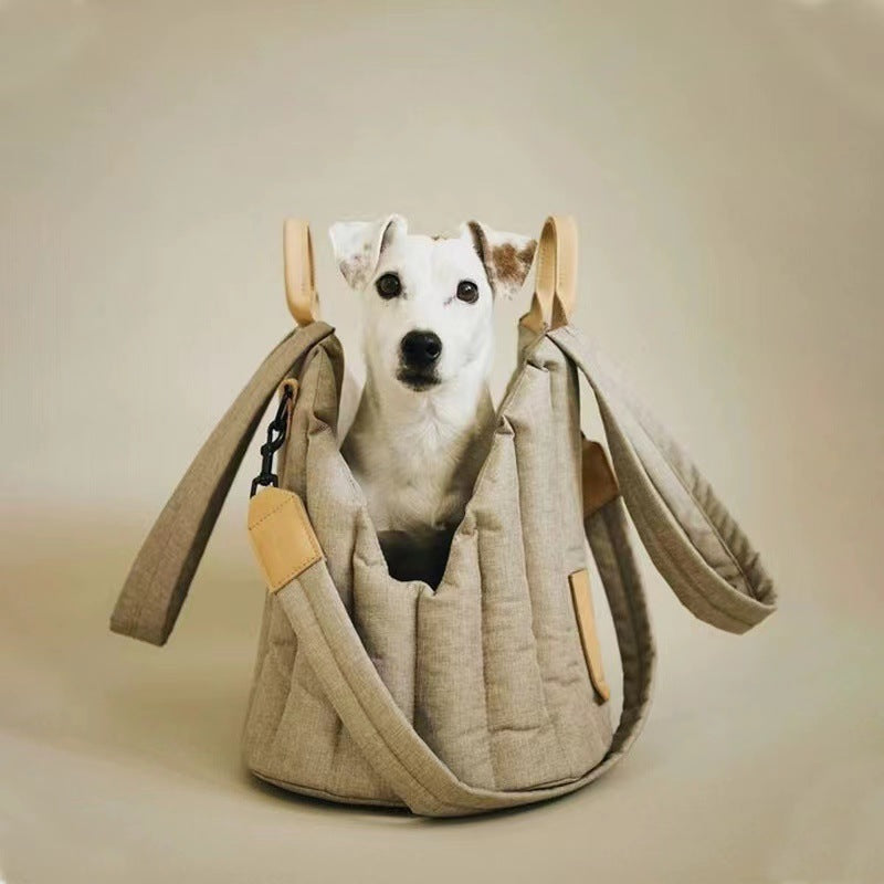 HKM-4338365 Handheld Pet Car Sofa Bag for Cats and Dogs, Soft Cotton-Filled Travel Carrier, Solid Color 46*25*35CM