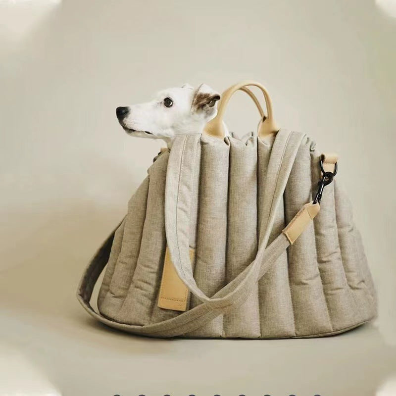 HKM-4338365 Handheld Pet Car Sofa Bag for Cats and Dogs, Soft Cotton-Filled Travel Carrier, Solid Color 46*25*35CM