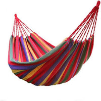 HKM-433875 Outdoor Double Cotton Hammock for Two - Striped Red Design