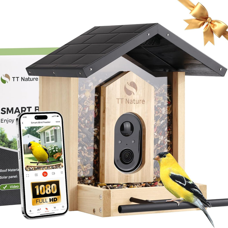 HKM-433875 Smart Bird Feeder with Camera, 1.5L Capacity, AI Identification & Real-Time Notifications for Birdwatching