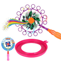 HKM-433939 2-in-1 Handheld Magic Windmill Bubble Wand for Kids - Portable Soap Bubble Maker for Outdoor Fun
