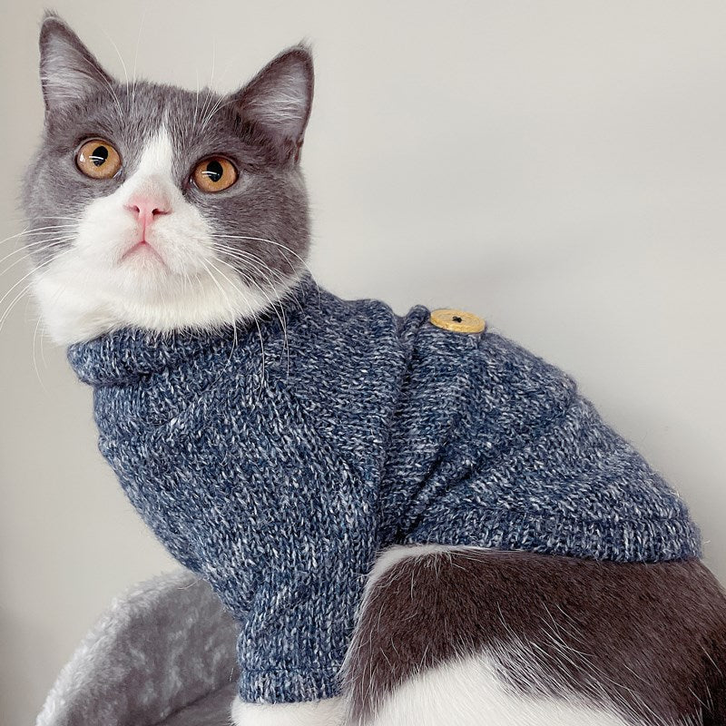 HKM-4339901 Cozy Multicolor Cotton Sweater for Cats - Fall & Winter Fashion