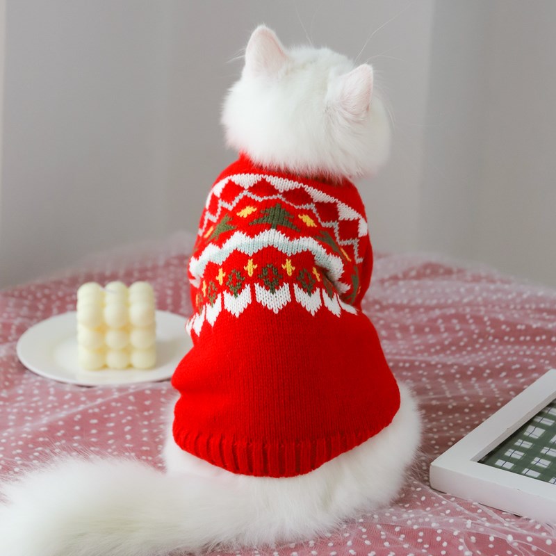 HKM-4339901 Cozy Multicolor Cotton Sweater for Cats - Fall & Winter Fashion