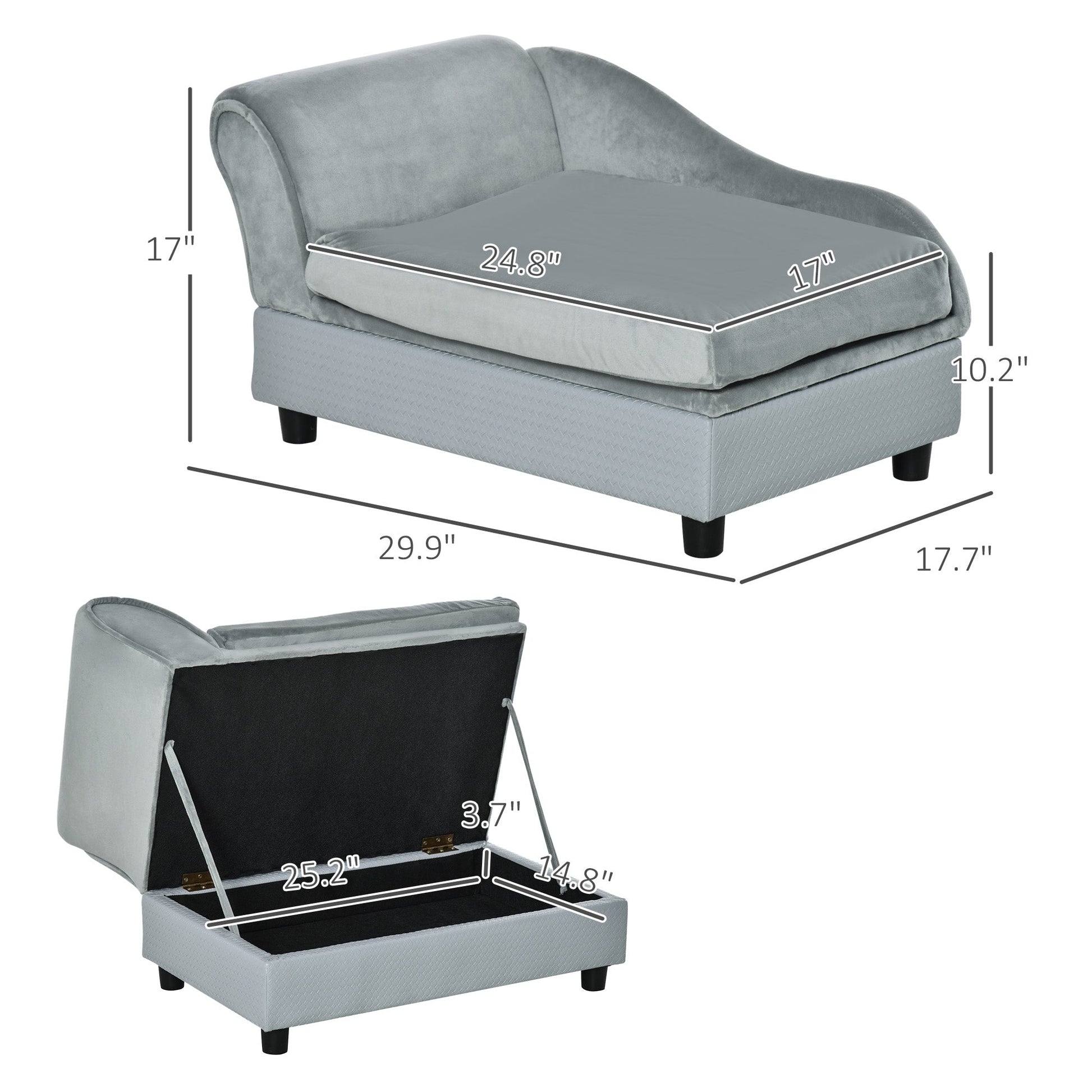 HKM-4340541 Luxury Dog Sofa with Hidden Storage for Small Pets
