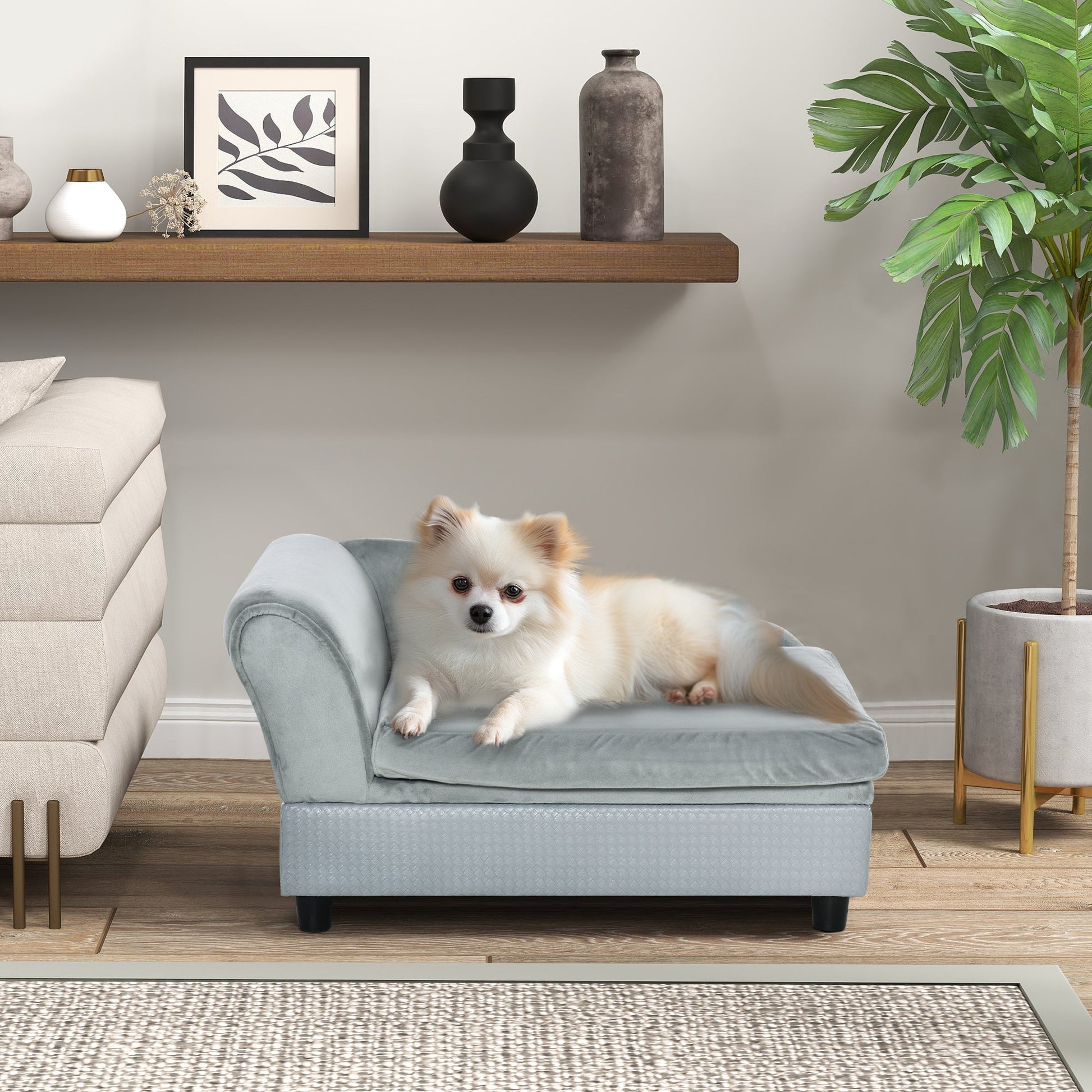 HKM-4340541 Luxury Dog Sofa with Hidden Storage for Small Pets