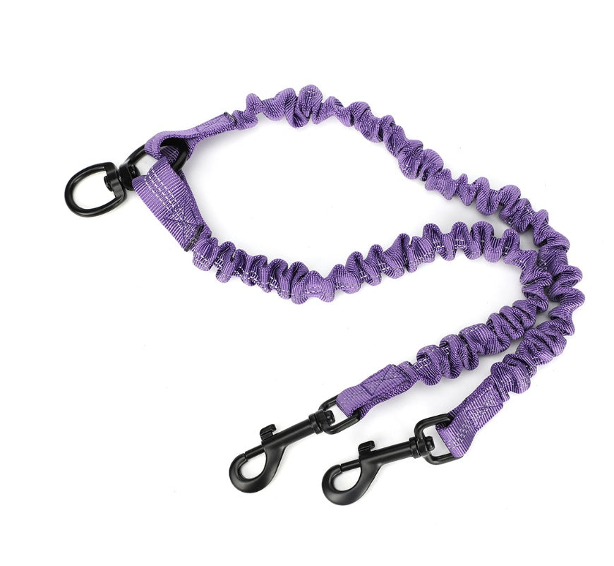 HKM-4341693 Light Gray Monochrome Double-Ended Dog Leash - 50cm Polyester Traction Rope