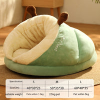 HKM-4341949 Cozy Crystal Velvet Pet Bed in Avocado Green, Blue Elk, and Gray Brown Bear
