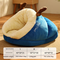 HKM-4341949 Cozy Crystal Velvet Pet Bed in Avocado Green, Blue Elk, and Gray Brown Bear