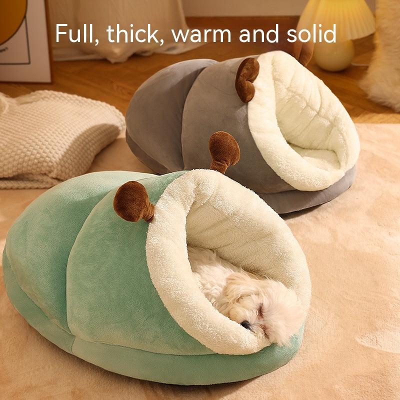 HKM-4341949 Cozy Crystal Velvet Pet Bed in Avocado Green, Blue Elk, and Gray Brown Bear