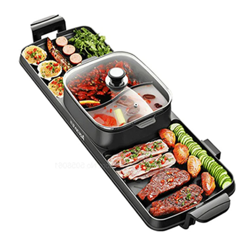 HKM-434195 Smokeless Outdoor Electric Kebab Grill Pan - Portable BBQ Barbecue Griddle