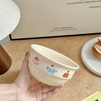 HKM-4342077 Cute Cartoon Cherry Sausage Dog Ceramic Bowl - Fun & Adorable Tableware for Kids