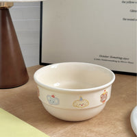 HKM-4342077 Cute Cartoon Cherry Sausage Dog Ceramic Bowl - Fun & Adorable Tableware for Kids