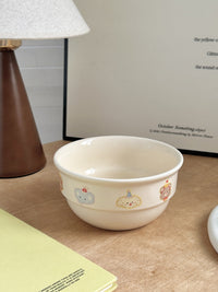 HKM-4342077 Cute Cartoon Cherry Sausage Dog Ceramic Bowl - Fun & Adorable Tableware for Kids