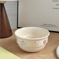 HKM-4342077 Cute Cartoon Cherry Sausage Dog Ceramic Bowl - Fun & Adorable Tableware for Kids