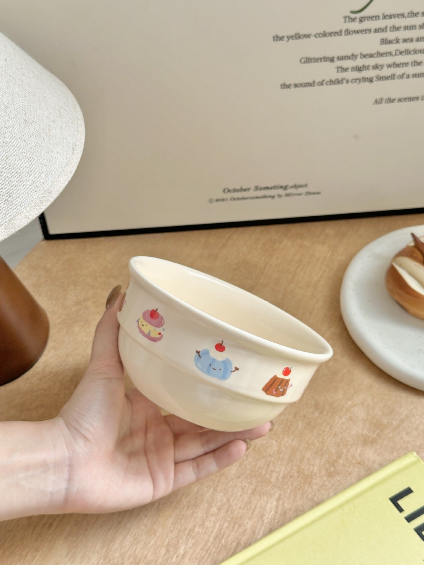 HKM-4342077 Cute Cartoon Cherry Sausage Dog Ceramic Bowl - Fun & Adorable Tableware for Kids