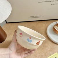HKM-4342077 Cute Cartoon Cherry Sausage Dog Ceramic Bowl - Fun & Adorable Tableware for Kids