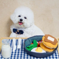 HKM-4342717 Korean-Inspired Sniffing and Sounding Dog Toy with Bacon and Burger Treat Holders