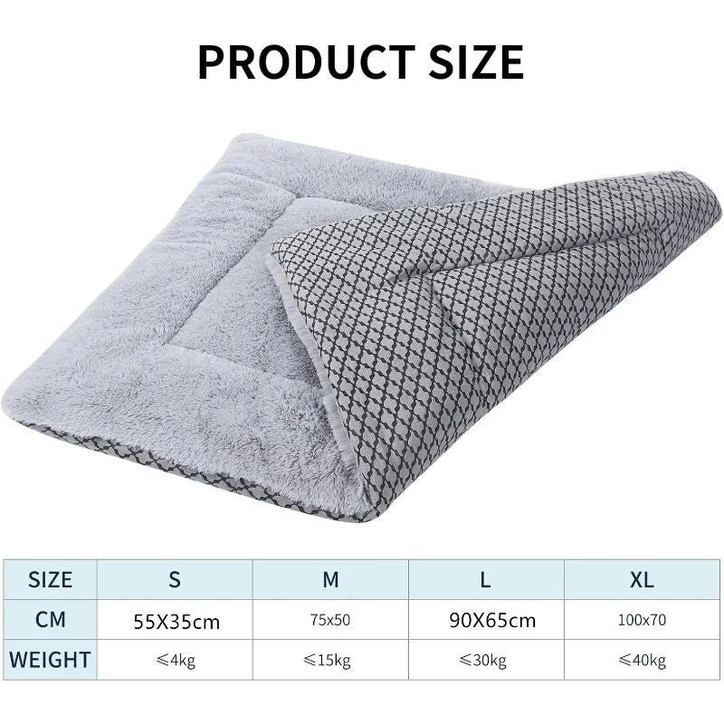 HKM-4343741 Plush Washable Dog Bed Mat Cushion for Small, Medium, Large Pets - Dual Purpose Design