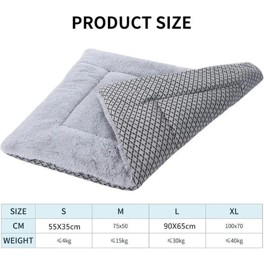 HKM-4343741 Plush Washable Dog Bed Mat Cushion for Small, Medium, Large Pets - Dual Purpose Design