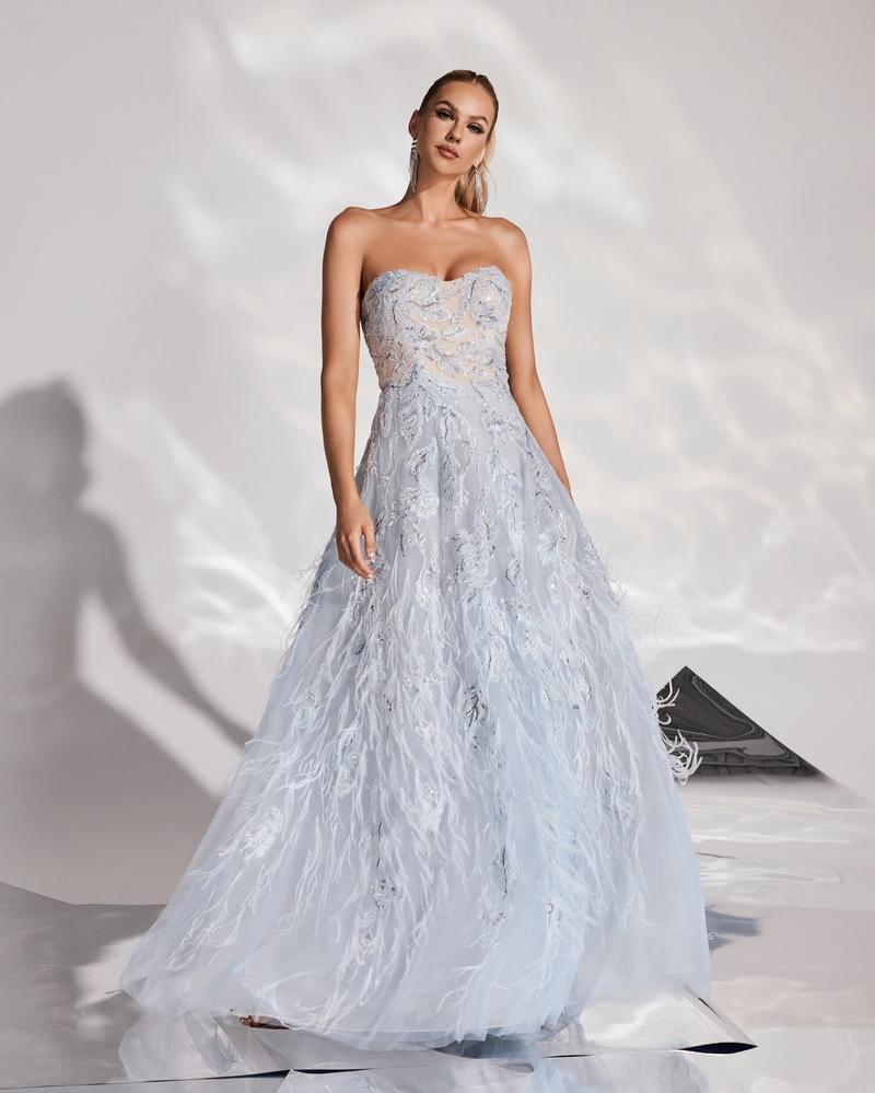 HKM-434387 Elegant Blue Evening Gown for Women with Timeless Design