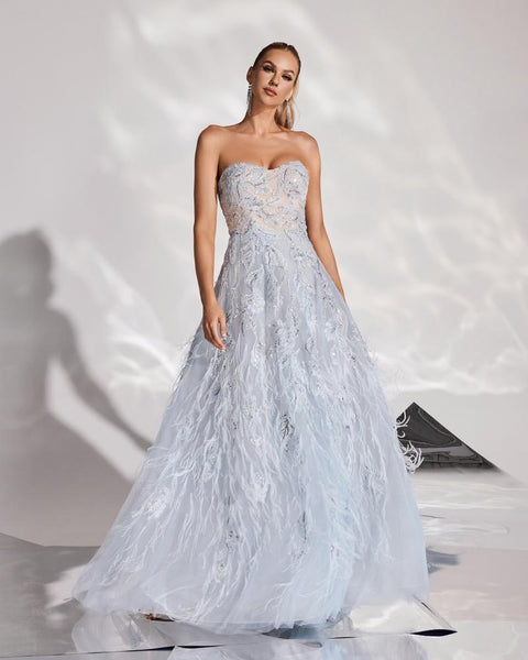 HKM-434387 Elegant Blue Evening Gown for Women with Timeless Design