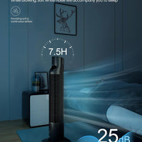 HKM-4345171 Portable Oscillating Tower Fan with Remote, 120° Cooling, 3 Speeds & Modes, 7.5-Hour Timer, Quiet Operation, Black