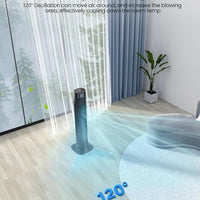 HKM-4345171 Portable Oscillating Tower Fan with Remote, 120° Cooling, 3 Speeds & Modes, 7.5-Hour Timer, Quiet Operation, Black