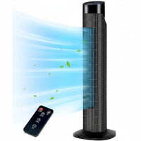 HKM-4345171 Portable Oscillating Tower Fan with Remote, 120° Cooling, 3 Speeds & Modes, 7.5-Hour Timer, Quiet Operation, Black