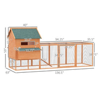 HKM-4345533 Elevated Chicken Coop with Nesting Boxes, Run Area, and Easy Clean Features