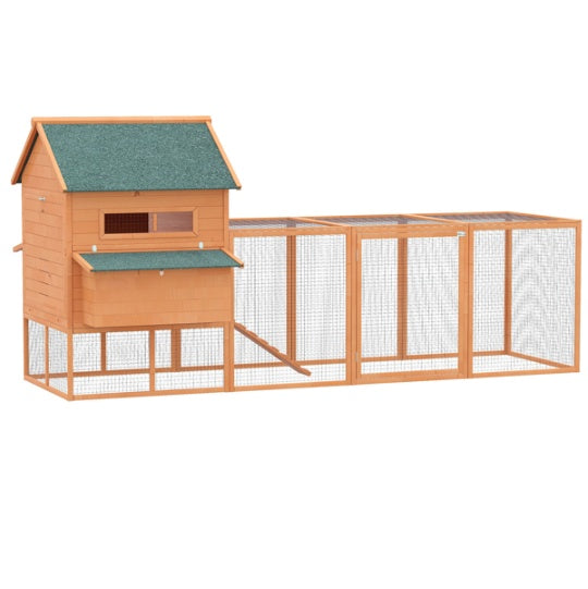HKM-4345533 Elevated Chicken Coop with Nesting Boxes, Run Area, and Easy Clean Features