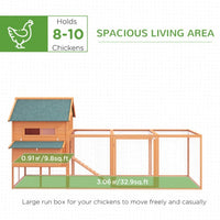 HKM-4345533 Elevated Chicken Coop with Nesting Boxes, Run Area, and Easy Clean Features