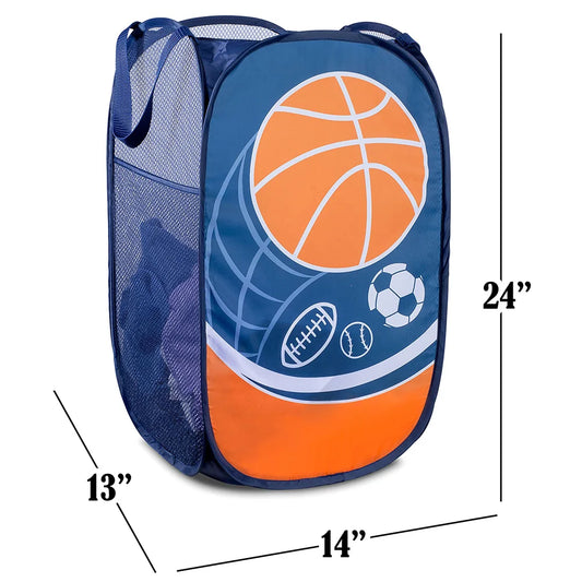 HKM-434579 Portable Pop-up Polyester Mesh Laundry Hamper for Kids - Multi-Colour Options