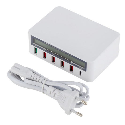 HKM-434707 5-Port USB Smart Quick Charge Charger with LCD Display and Automatic QC3.0 Recognition