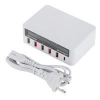 HKM-434707 5-Port USB Smart Quick Charge Charger with LCD Display and Automatic QC3.0 Recognition