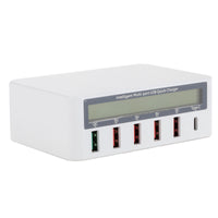 HKM-434707 5-Port USB Smart Quick Charge Charger with LCD Display and Automatic QC3.0 Recognition