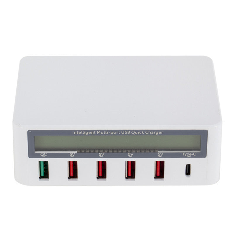 HKM-434707 5-Port USB Smart Quick Charge Charger with LCD Display and Automatic QC3.0 Recognition
