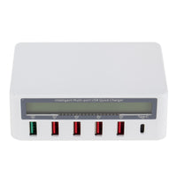 HKM-434707 5-Port USB Smart Quick Charge Charger with LCD Display and Automatic QC3.0 Recognition