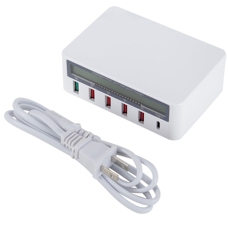 HKM-434707 5-Port USB Smart Quick Charge Charger with LCD Display and Automatic QC3.0 Recognition