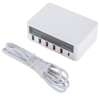 HKM-434707 5-Port USB Smart Quick Charge Charger with LCD Display and Automatic QC3.0 Recognition