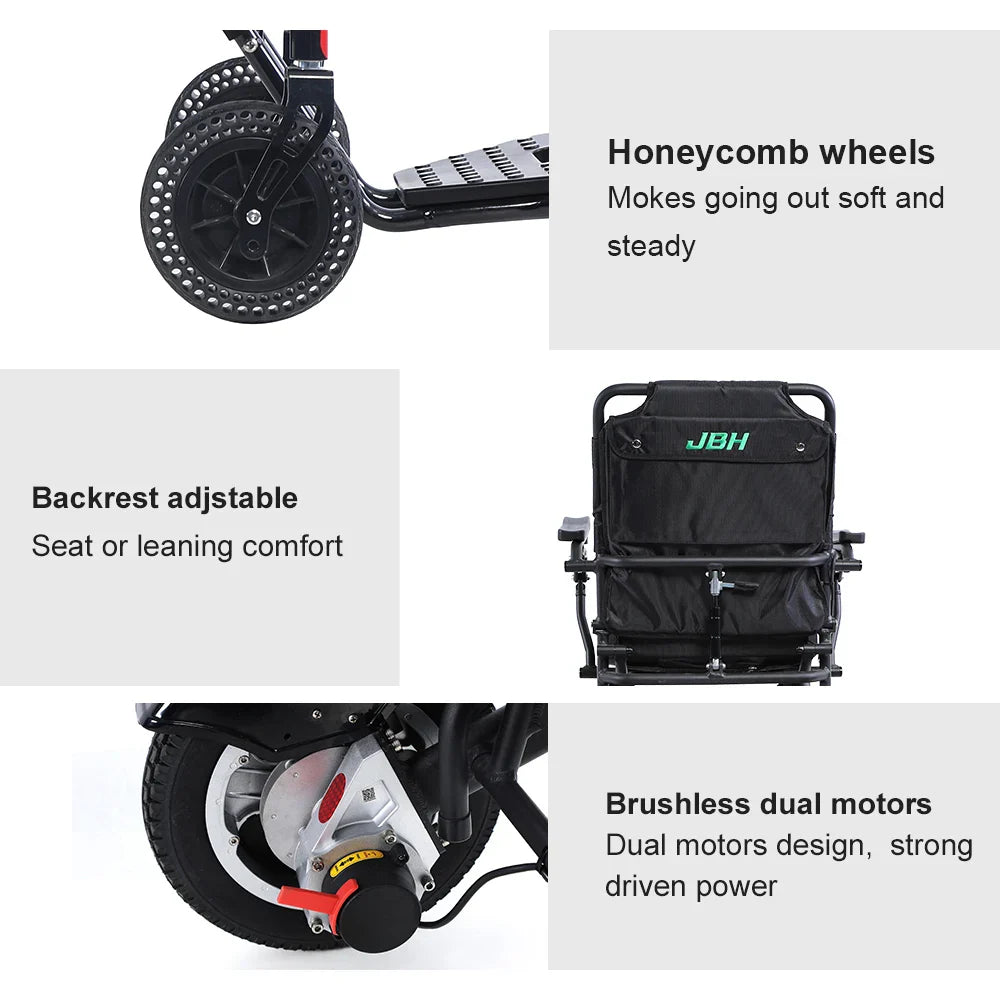 HKM-434707 Electric Power Wheelchair D15B for Adults, Removable Battery, High Strength Metal Frame, Max Load 120 kg, CE Certified
