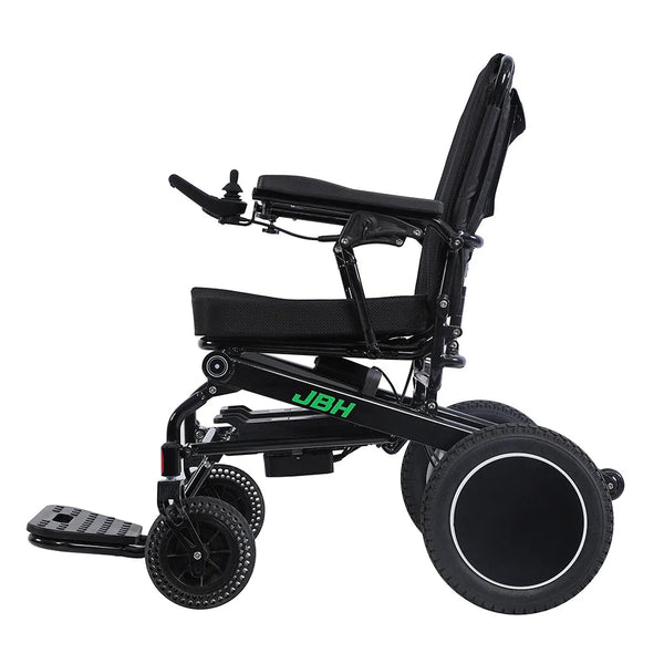 HKM-3338707 Folding Electric Wheelchair Dual 250W Motors 24V 24Ah Battery 12.4 Mile Range 330 lb Capacity Aluminum Frame