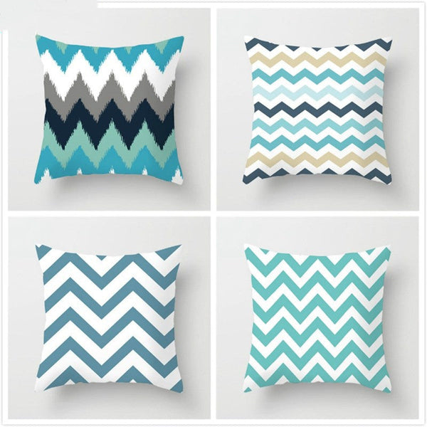 HKM-434899 Geometric Wave Square Pillowcase - 45cm x 45cm - Soft Polyester/Cotton Blend