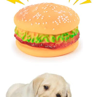 HKM-4349117 Durable Hamburger Squeaky Toy for Dogs - Bite-Resistant Chewing Toy for Training and Anxiety Relief