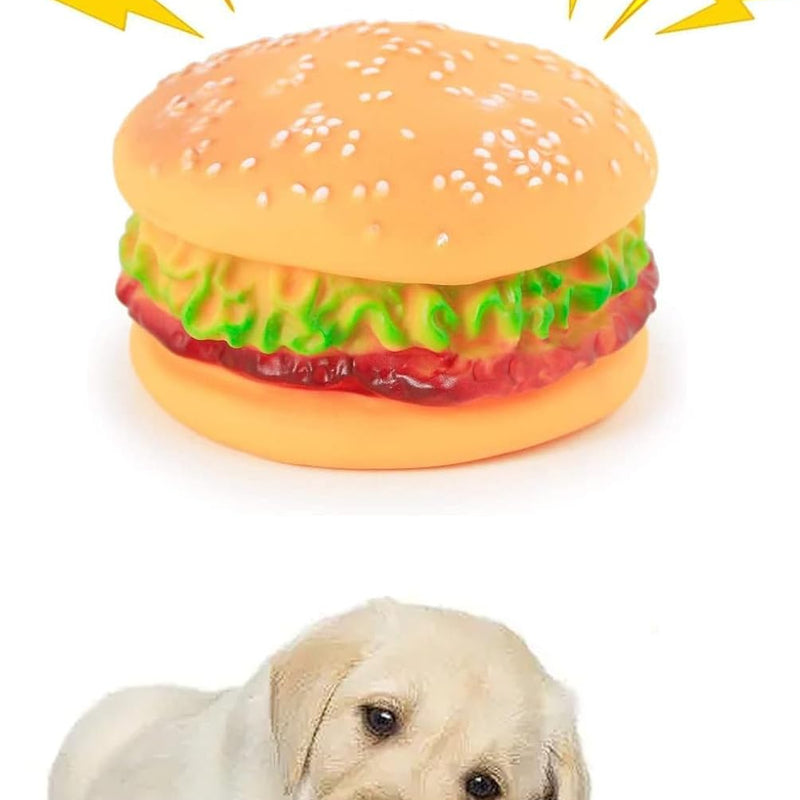 HKM-4349117 Durable Hamburger Squeaky Toy for Dogs - Bite-Resistant Chewing Toy for Training and Anxiety Relief