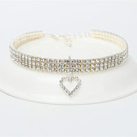 HKM-4349629 Rhinestone Dog Necklace in Copper with Silver Plating - Available in S/M/L Sizes